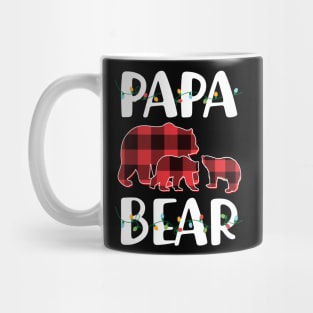 Papa Bear Red Plaid Christmas Pajama Matching Family Gift Mug